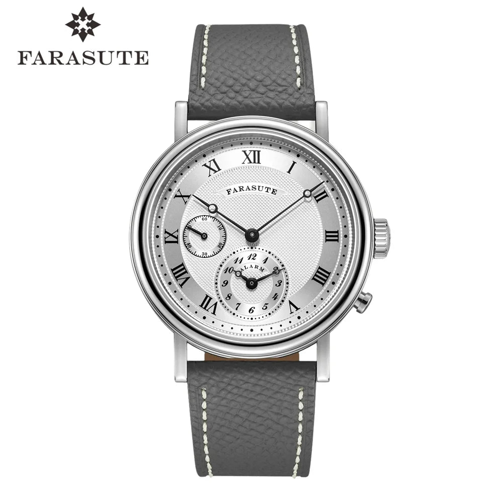Farasute N-007A luxury automatic watch with gray leather strap and classic design.