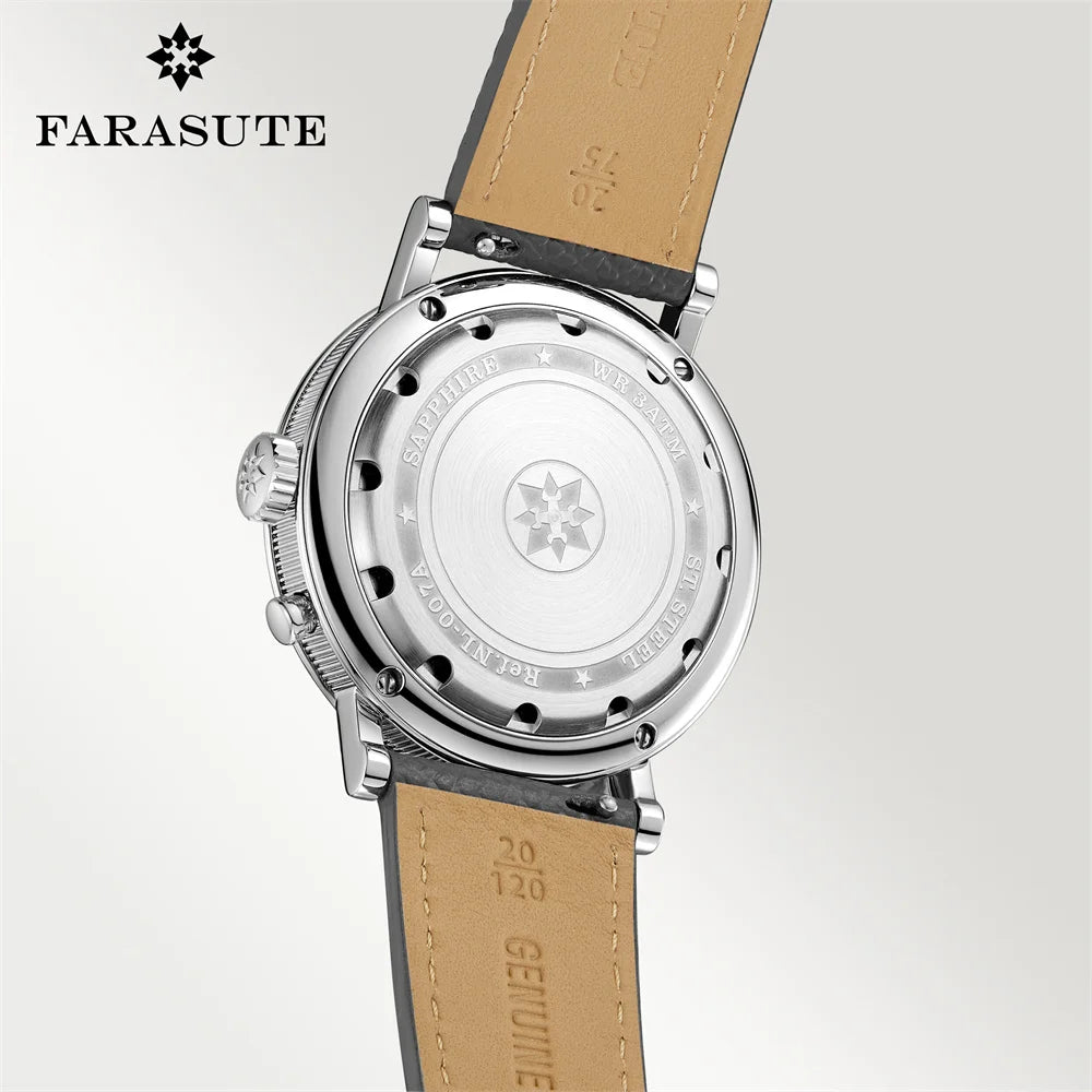 Back view of the Farasute N-007A luxury automatic watch showcasing its stylish design and craftsmanship.